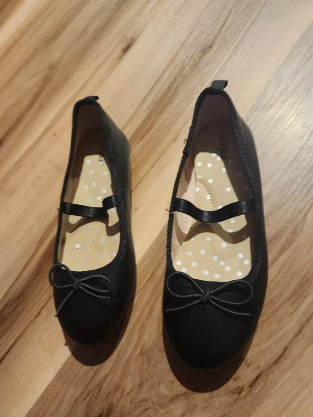 Cat & Jack Black Ballet Flats with Bow LITTLE GIRLS SIZE 12